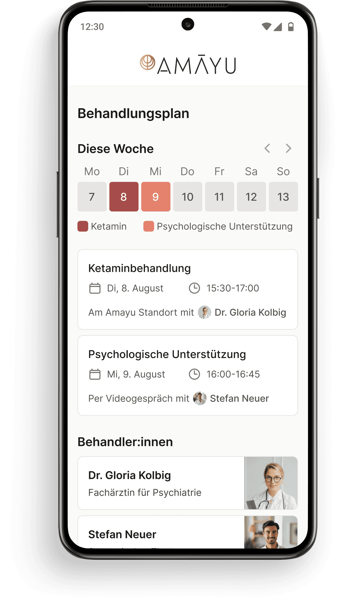 Behandlungsplan in der Amayu App